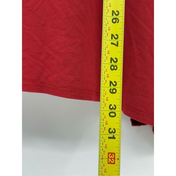 Eileen Fisher Tunic Top Women Size Medium 3/4 Sleeve Orange Red Asymmetrical Hem - Picture 5 of 8